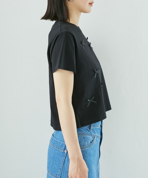 VIS（ビス）の「シルケットリボンTシャツ（Tシャツ/カットソー・レディース・ホワイト/ブラック/グレー系その他・FREE）」の16枚目の写真