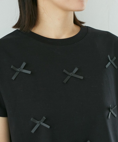 VIS（ビス）の「シルケットリボンTシャツ（Tシャツ/カットソー・レディース・ホワイト/ブラック/グレー系その他・FREE）」の18枚目の写真