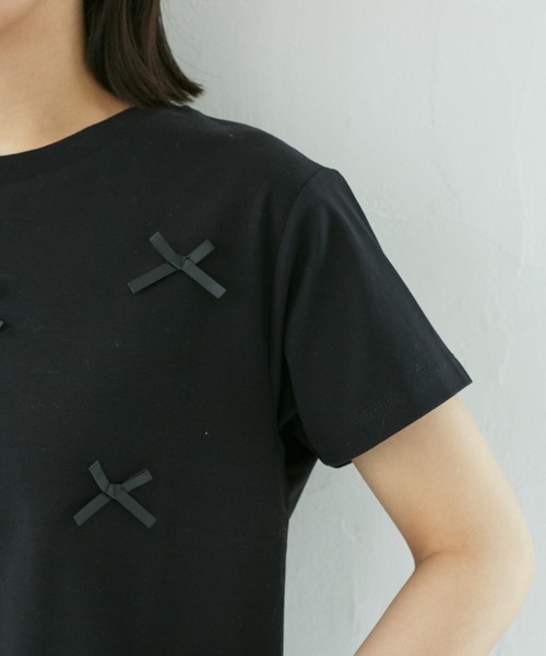 VIS（ビス）の「シルケットリボンTシャツ（Tシャツ/カットソー・レディース・ホワイト/ブラック/グレー系その他・FREE）」の19枚目の写真