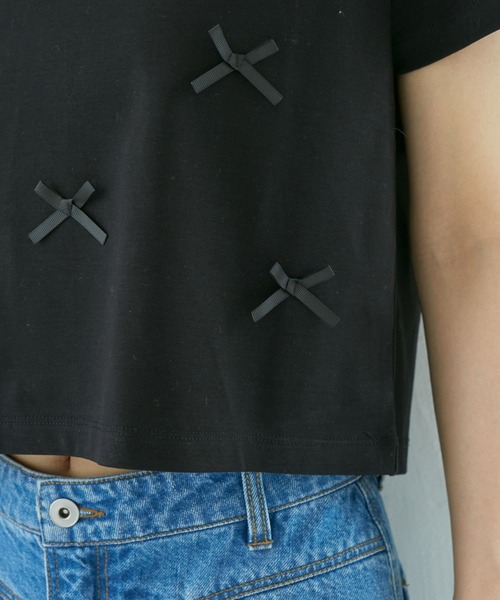 VIS（ビス）の「シルケットリボンTシャツ（Tシャツ/カットソー・レディース・ホワイト/ブラック/グレー系その他・FREE）」の20枚目の写真