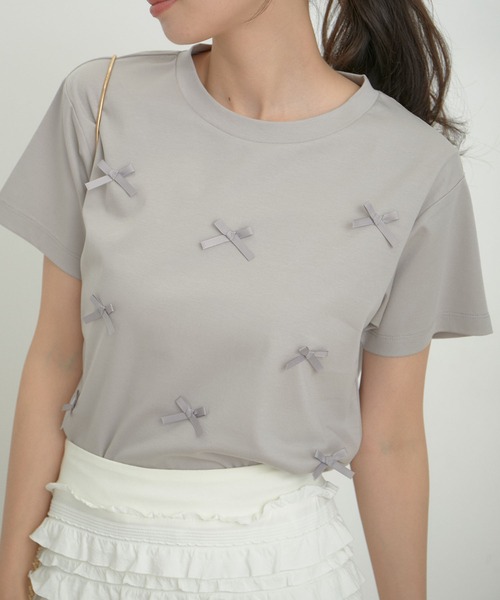 VIS（ビス）の「シルケットリボンTシャツ（Tシャツ/カットソー・レディース・ホワイト/ブラック/グレー系その他・FREE）」の22枚目の写真