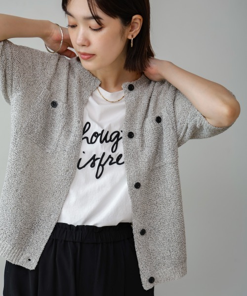 Bou Jeloud（ブージュルード）の「２ポケットニットカーディガン（カーディガン/ボレロ・レディース・ブルー/A/オレンジ・38）」の3枚目の写真