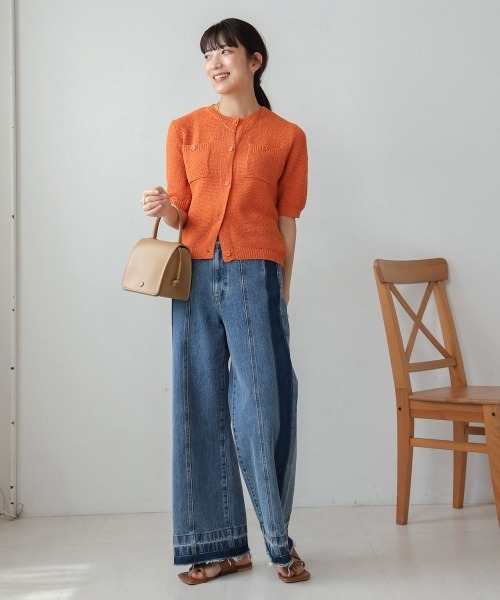 Bou Jeloud（ブージュルード）の「２ポケットニットカーディガン（カーディガン/ボレロ・レディース・ブルー/A/オレンジ・38）」の11枚目の写真