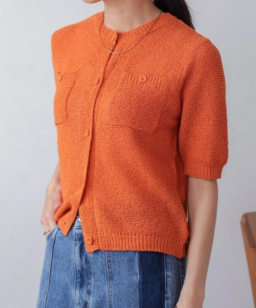 Bou Jeloud（ブージュルード）の「２ポケットニットカーディガン（カーディガン/ボレロ・レディース・ブルー/A/オレンジ・38）」の12枚目の写真