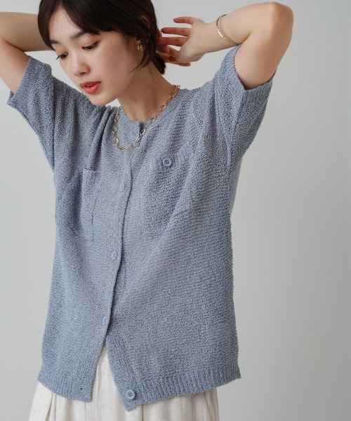 Bou Jeloud（ブージュルード）の「２ポケットニットカーディガン（カーディガン/ボレロ・レディース・ブルー/A/オレンジ・38）」の4枚目の写真