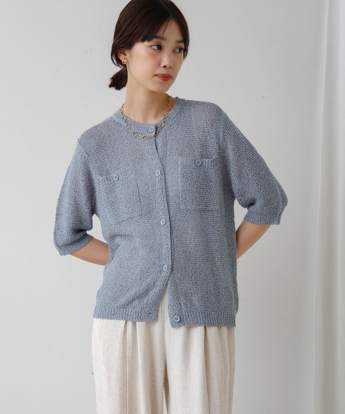 Bou Jeloud（ブージュルード）の「２ポケットニットカーディガン（カーディガン/ボレロ・レディース・ブルー/A/オレンジ・38）」の6枚目の写真