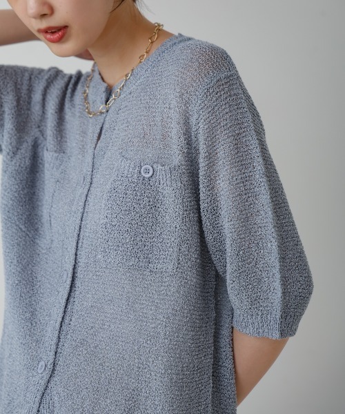 Bou Jeloud（ブージュルード）の「２ポケットニットカーディガン（カーディガン/ボレロ・レディース・ブルー/A/オレンジ・38）」の7枚目の写真