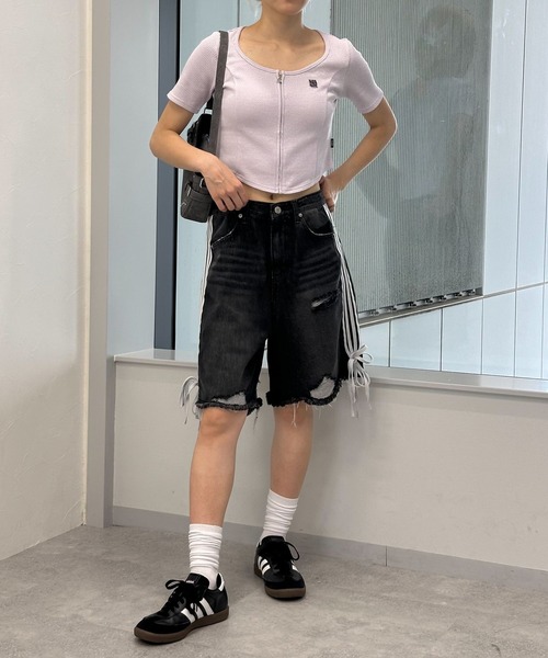 MAGPIEROBIN（マグパイロビン）の「MAGPIE ROBIN／ラウンドジッパーT（Tシャツ/カットソー・レディース・ラベンダー/ナチュラル/グレー・FREE）」の18枚目の写真