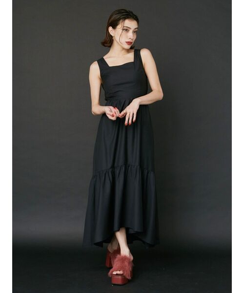 EVRIS（エヴリス）の「バックシャーリングロングワンピース（ワンピース・レディース・ブルー/ブラック/ホワイト・FREE）」の6枚目の写真