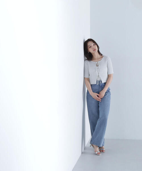 NATURAL BEAUTY BASIC(ナチュラルビューティーベーシック)の「リボンショートラメカーディガン(カーディガン/ボレロ・レディース・グレー/ブルー/ブラック・FREE)」の18枚目の写真