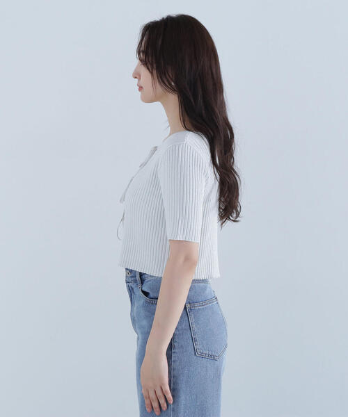 NATURAL BEAUTY BASIC(ナチュラルビューティーベーシック)の「リボンショートラメカーディガン(カーディガン/ボレロ・レディース・グレー/ブルー/ブラック・FREE)」の17枚目の写真