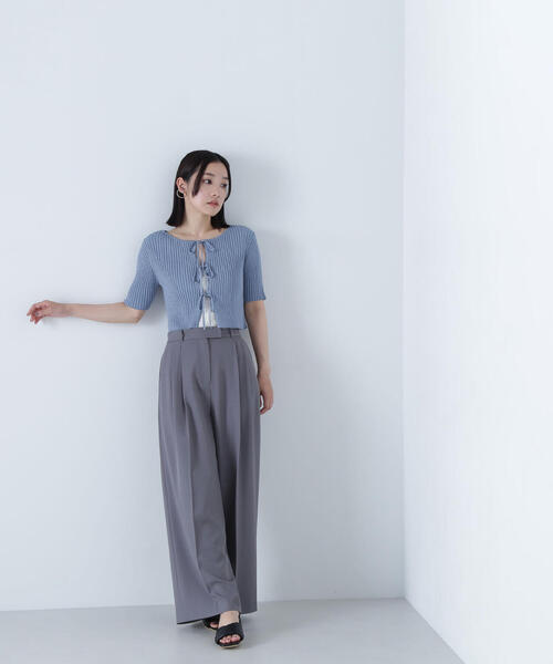 NATURAL BEAUTY BASIC(ナチュラルビューティーベーシック)の「リボンショートラメカーディガン(カーディガン/ボレロ・レディース・グレー/ブルー/ブラック・FREE)」の9枚目の写真