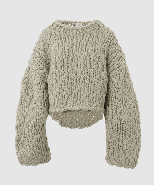 HAKUJI(ハクジ)の「Hand-knitted LS sweater(ニット/セーター・レディース・アイボリー/サンドベージュ・FREE)」の2枚目の写真