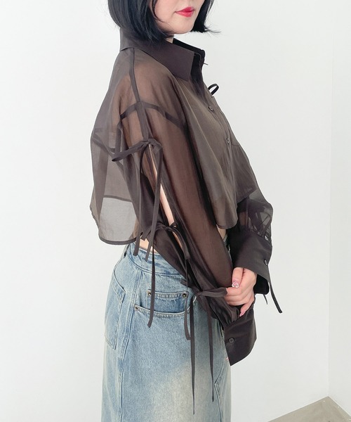 MiMi2000ページ Heather（ヘザー）の「袖リボンシアーシャツ 137977（シャツ