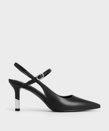 CHARLES & KEITH ブラック ハイヒール・パンプス CHARLES & KEITH ポインテッド キトゥンヒールパンプス 【再入荷