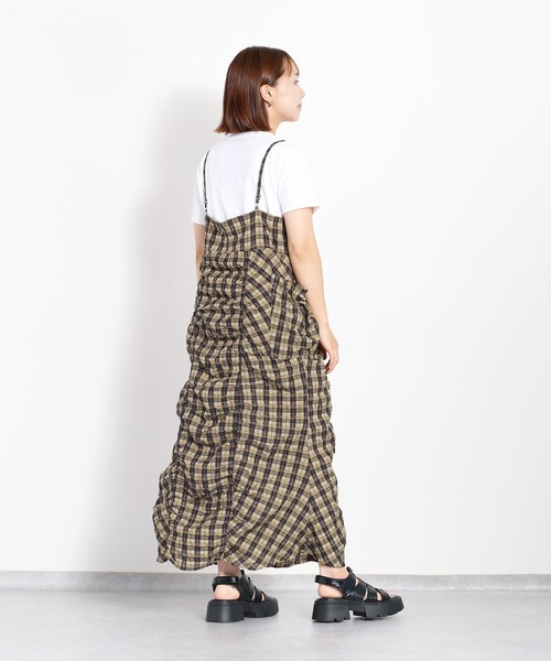cepo（セポ）の「チェックシャーリングキャミワンピース（ワンピース・レディース・ブラック/カーキ・M）」の19枚目の写真