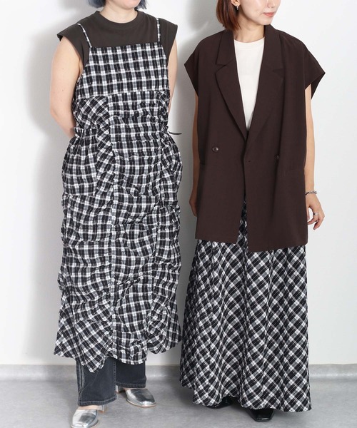 cepo（セポ）の「チェックシャーリングキャミワンピース（ワンピース・レディース・ブラック/カーキ・M）」の21枚目の写真