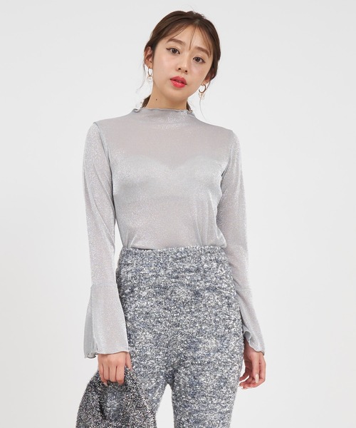 ROYAL PARTY(ロイヤルパーティー)の「フレアスリーブラメシアートップス(Tシャツ/カットソー・レディース・ブラック/ピンク/ライトグレー・FREE)」の20枚目の写真