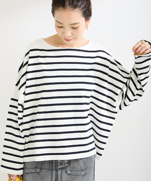 MONT KEMMEL（モンケメル）の「MONT KEMMEL/モンケメル 別注 BIGシルエットボーダーI/T（Tシャツ/カットソー・レディース・ネイビー/レッド/ブラック・FREE）」の2枚目の写真