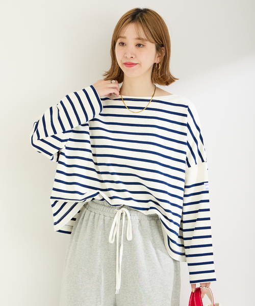 MONT KEMMEL（モンケメル）の「MONT KEMMEL/モンケメル 別注 BIGシルエットボーダーI/T（Tシャツ/カットソー・レディース・ネイビー/レッド/ブラック・FREE）」の15枚目の写真