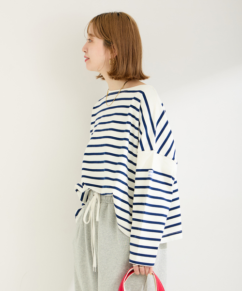 MONT KEMMEL（モンケメル）の「MONT KEMMEL/モンケメル 別注 BIGシルエットボーダーI/T（Tシャツ/カットソー・レディース・ネイビー/レッド/ブラック・FREE）」の16枚目の写真