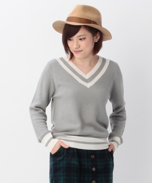 THE EMPORIUM(ジエンポリアム)の「鹿の子チルデンニット(ニット/セーター・レディース・ホワイト/グレー/ブルー・38/40)」の2枚目の写真