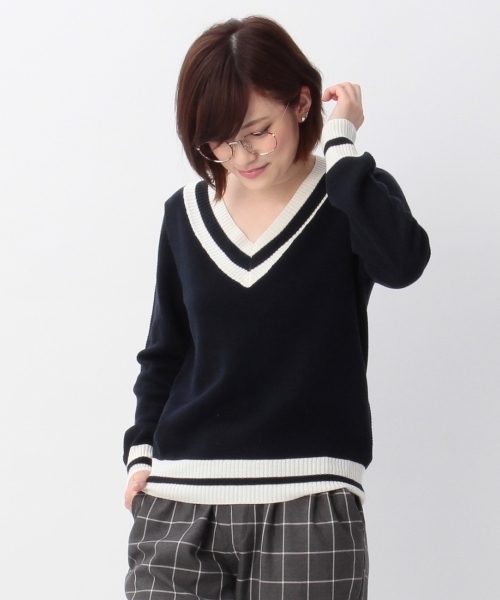 THE EMPORIUM(ジエンポリアム)の「鹿の子チルデンニット(ニット/セーター・レディース・ホワイト/グレー/ブルー・38/40)」の3枚目の写真