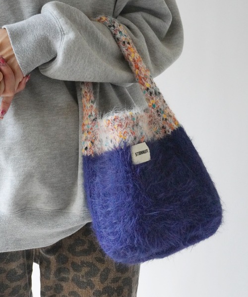 Port(ポート)の「【 antique andico / アンティーク アンディコ 】 ミックスニット シャギー 切り替え ハンドバッグ #_(ハンドバッグ・レディース・ブラック/オレンジ/ブラウン/ブルー・FREE)」の4枚目の写真