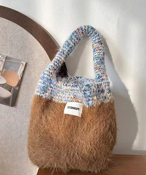 Port(ポート)の「【 antique andico / アンティーク アンディコ 】 ミックスニット シャギー 切り替え ハンドバッグ #_(ハンドバッグ・レディース・ブラック/オレンジ/ブラウン/ブルー・FREE)」の6枚目の写真