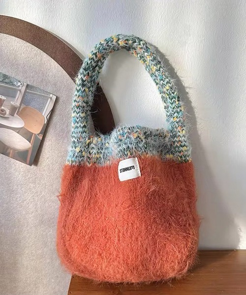 Port(ポート)の「【 antique andico / アンティーク アンディコ 】 ミックスニット シャギー 切り替え ハンドバッグ #_(ハンドバッグ・レディース・ブラック/オレンジ/ブラウン/ブルー・FREE)」の9枚目の写真