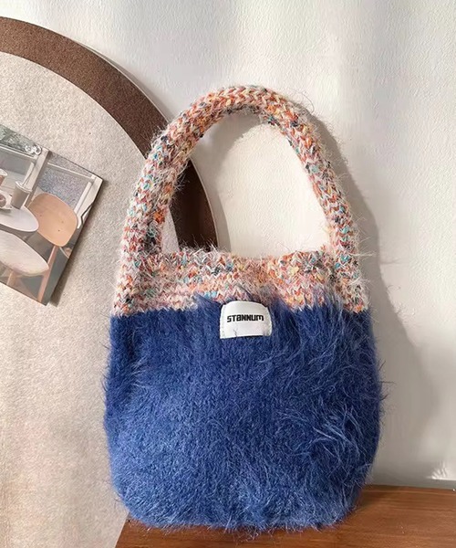 Port(ポート)の「【 antique andico / アンティーク アンディコ 】 ミックスニット シャギー 切り替え ハンドバッグ #_(ハンドバッグ・レディース・ブラック/オレンジ/ブラウン/ブルー・FREE)」の7枚目の写真
