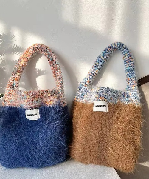 Port(ポート)の「【 antique andico / アンティーク アンディコ 】 ミックスニット シャギー 切り替え ハンドバッグ #_(ハンドバッグ・レディース・ブラック/オレンジ/ブラウン/ブルー・FREE)」の8枚目の写真