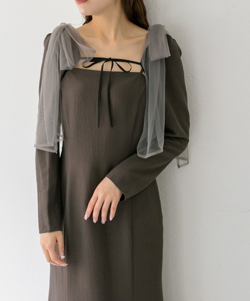 OLIVE des OLIVE(オリーブデオリーブ)の「【マルチウェイ】ブラウスSETリボン取り外しワンピース(ワンピース・レディース・チャコールグレー/ダークブラウン/グレー系その他/グレイッシュベージュ・FREE)」の11枚目の写真
