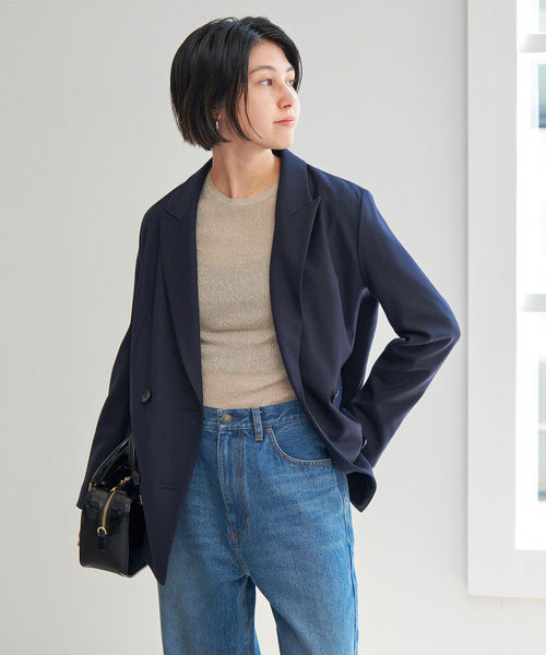 Spick & Span(スピックアンドスパン)の「《追加》ラメリブクルーネックプルオーバー(ニット/セーター・レディース・チャコールグレー/カーキ/ベージュ・FREE)」の6枚目の写真