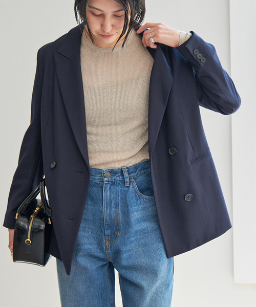 Spick & Span(スピックアンドスパン)の「《追加》ラメリブクルーネックプルオーバー(ニット/セーター・レディース・チャコールグレー/カーキ/ベージュ・FREE)」の7枚目の写真