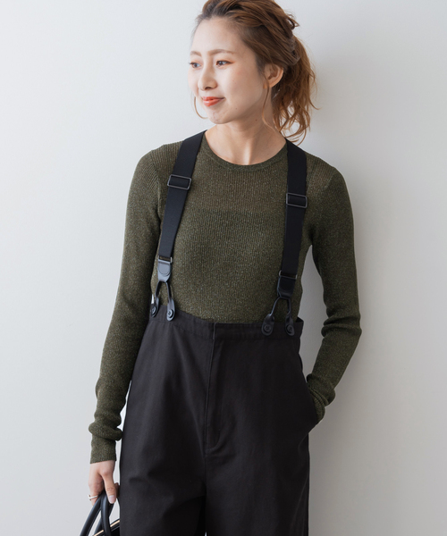 Spick & Span(スピックアンドスパン)の「《追加》ラメリブクルーネックプルオーバー(ニット/セーター・レディース・チャコールグレー/カーキ/ベージュ・FREE)」の17枚目の写真