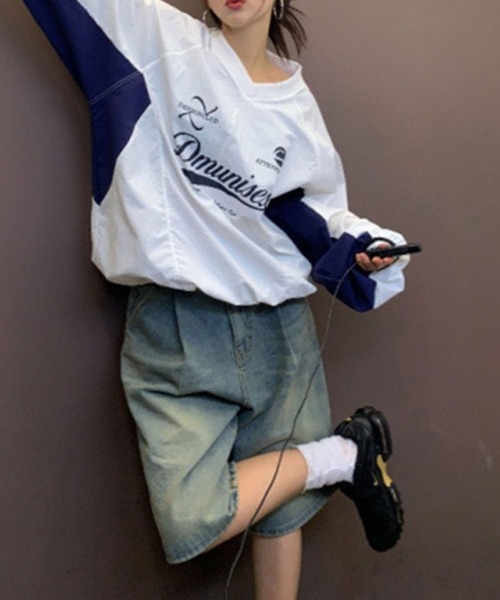 LYEON（リヨン）の「【ユニセックス】Vネックナイロンプルオーバー（Tシャツ/カットソー・レディース・ネイビー/ホワイト/ブラック・FREE）」の14枚目の写真