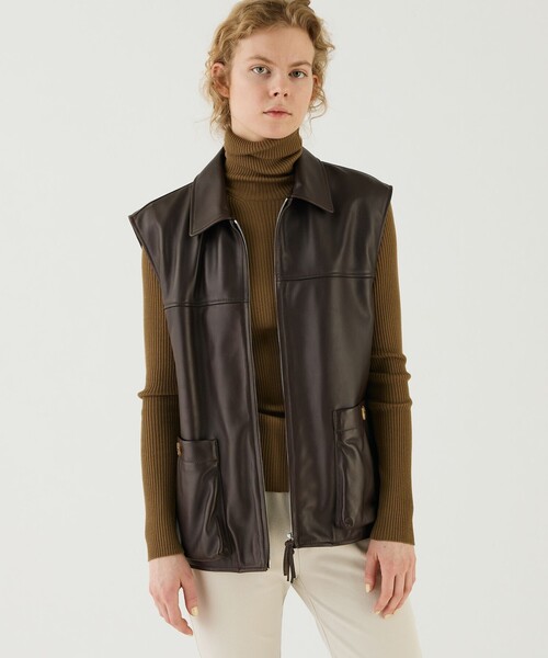 ラムレザー スリーブレスブルゾン（ブルゾン）｜GALERIE VIE