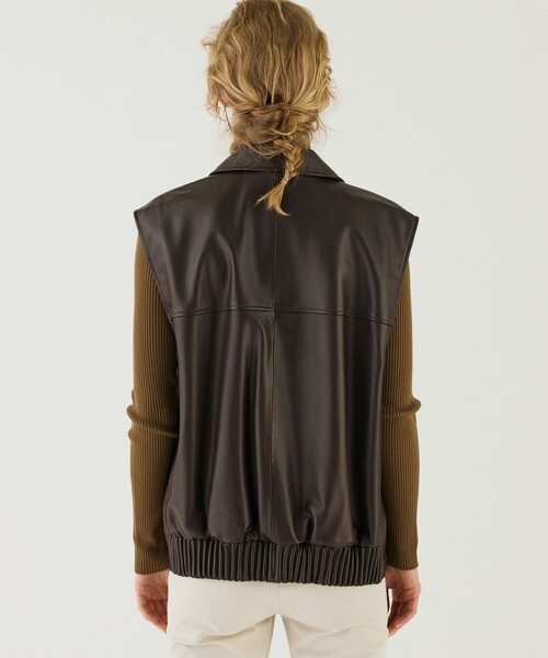 ラムレザー スリーブレスブルゾン（ブルゾン）｜GALERIE VIE