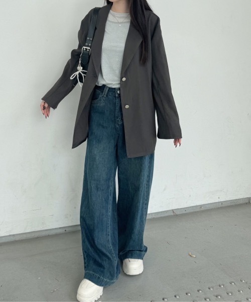 nemne store（ネンネストア）の「《Delfy》編み上げジャケットセットアップ可能（テーラードジャケット・レディース・ブラック/グレー・SMALL/MEDIUM）」の22枚目の写真