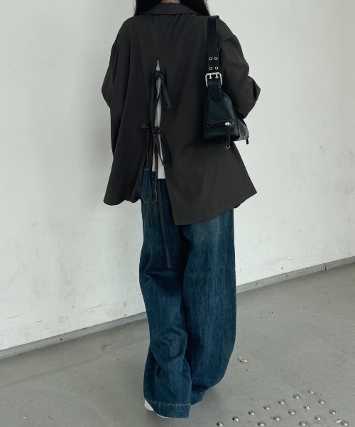 nemne store（ネンネストア）の「《Delfy》編み上げジャケットセットアップ可能（テーラードジャケット・レディース・ブラック/グレー・SMALL/MEDIUM）」の21枚目の写真