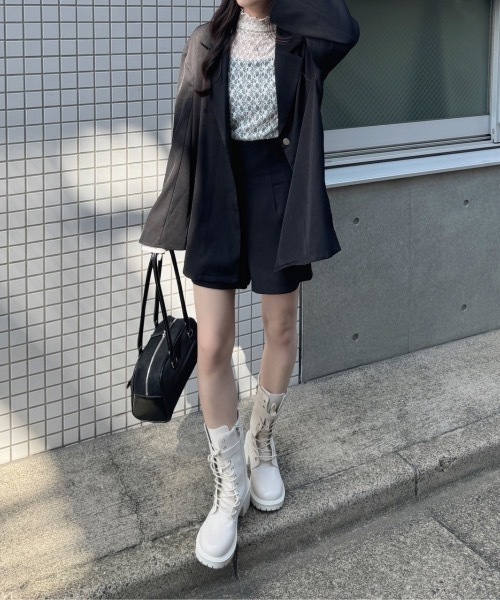 nemne store（ネンネストア）の「《Delfy》編み上げジャケットセットアップ可能（テーラードジャケット・レディース・ブラック/グレー・SMALL/MEDIUM）」の12枚目の写真