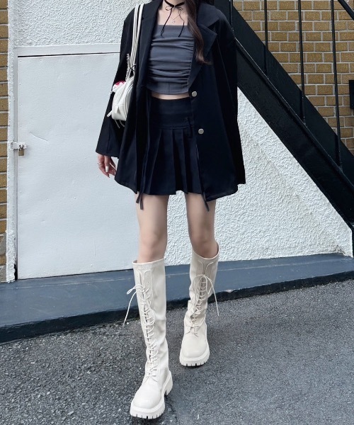 nemne store（ネンネストア）の「《Delfy》編み上げジャケットセットアップ可能（テーラードジャケット・レディース・ブラック/グレー・SMALL/MEDIUM）」の13枚目の写真