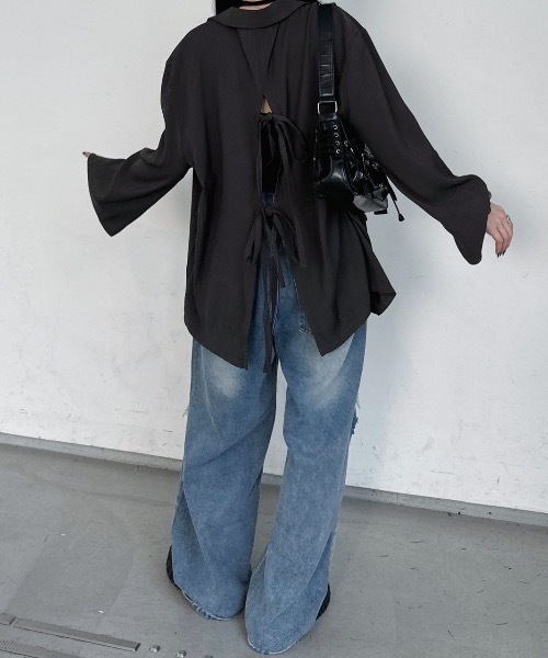 nemne store（ネンネストア）の「《Delfy》編み上げジャケットセットアップ可能（テーラードジャケット・レディース・ブラック/グレー・SMALL/MEDIUM）」の15枚目の写真