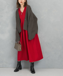 URBAN RESEARCH ROSSO WOMEN | フォルムシルエットVネックリブワンピース(ワンピース)