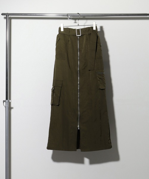 NOGLE（ノグル）の「【NOGLE/ノグル】ジップカーゴスカート（スカート・レディース・ブラック/ダークカーキ/チャコール・L/M）」の6枚目の写真