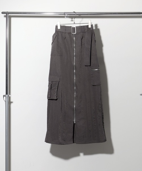 NOGLE（ノグル）の「【NOGLE/ノグル】ジップカーゴスカート（スカート・レディース・ブラック/ダークカーキ/チャコール・L/M）」の9枚目の写真