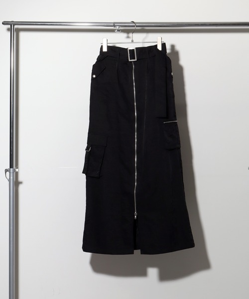NOGLE（ノグル）の「【NOGLE/ノグル】ジップカーゴスカート（スカート・レディース・ブラック/ダークカーキ/チャコール・L/M）」の8枚目の写真