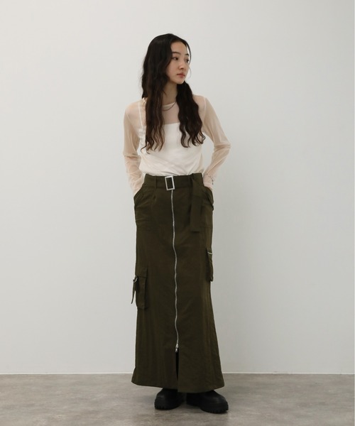 NOGLE（ノグル）の「【NOGLE/ノグル】ジップカーゴスカート（スカート・レディース・ブラック/ダークカーキ/チャコール・L/M）」の20枚目の写真