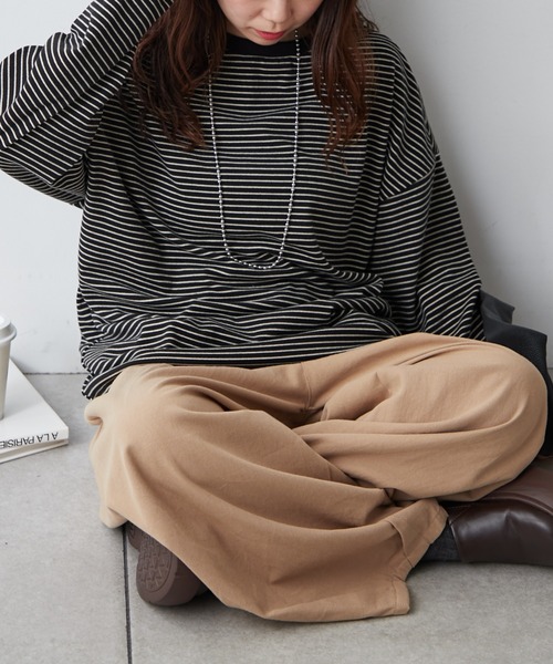 Another Branch olive des olive（アナザーブランチオリーブデオリーブ）の「【UNISEX】もちもちボーダーＰＯ（Tシャツ/カットソー・レディース・グリーン/ブルー/ブラック・FREE）」の6枚目の写真